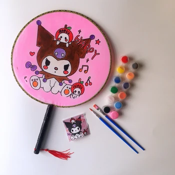Новый Sanrio My Melody Kuromi Cinnamoroll Diy Детская Картина с Граффити Веерная Раскраска Группы Fan Toy