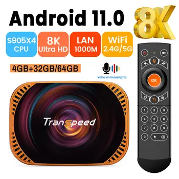 Новый TV Box Lan1000M Android 11,0 Amlogic S905X4 2,4 G и 5,8G Быстрый Wifi BT4.0 32G 64G 128G Голосовой Ассистент Телеприставка