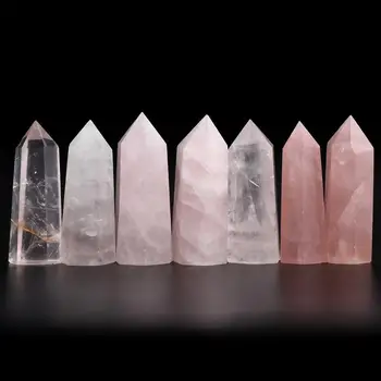 Новый натуральный кристалл флюорита Розовый Флюорит 50-60 мм Кварцевый кристалл Камень Точечный Исцеляющий Шестиугольный Палочка Камень #CO