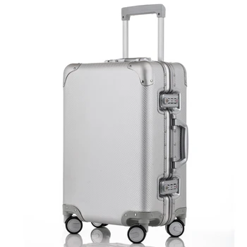 Новый полностью алюминиевый багаж на колесиках, роскошный чемодан на тележке, глянцевый дорожный багаж, посадочный кейс, дорожная коробка, жесткий металлический багаж