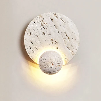 Новый Тип натурального Белого Пещерного Камня Креативный Дизайн Дисковый Настенный светильник Современная Простая комната Фоновое Оформление гостиной Светодиодные фонари