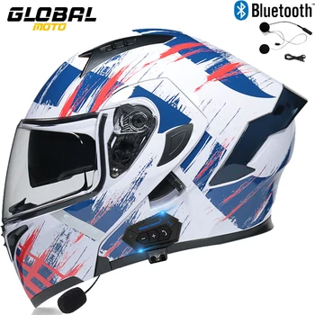 Новый Шлем для Мотокросса С Двойными Линзами С Bluetooth Для Езды На мотоцикле С Полным Лицом Из АБС-Материала Для Мужчин И Женщин, Шлем для Мотоциклистов M-2XL