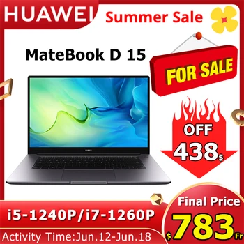 Ноутбук HUAWEI MateBook D 15 2022 i5-1240P / i7-1260P Iris Xe 16 ГБ 512 ГБ 15,6-дюймовый полноэкранный ноутбук с защитой для глаз PC