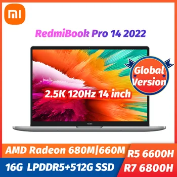 Ноутбук Xiaomi RedmiBook Pro 14 2022 Ryzen R5 6600H / R7 6800H AMD 660M/680M 14 дюймов 2.5K 120Hz 16G DDR5 + 512G Ноутбук PC Компьютер