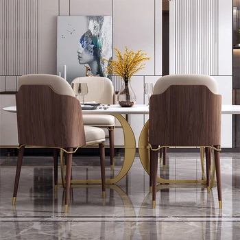 Обеденные стулья из скандинавской кожи для кухонной мебели, роскошные дизайнерские стулья со спинкой, табурет для домашнего использования, обеденный стул для отдыха