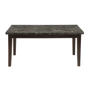 Обеденный стол переходного типа, деревянные ножки с отделкой эспрессо, столешница из черного мрамора, мебель для столовой из массива дерева эспрессо