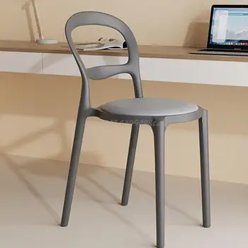 Обеденный стул Nordic с Резиной Для спинки Рабочие Пластиковые стулья для балкона Эргономичный Серый Silla Nordica Мебель для дома WXH35XP