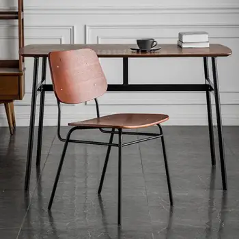 Обеденный стул в стиле ретро домашний простой легкий роскошный промышленный кофейный железный стул из массива дерева в скандинавском стиле для молочного чая