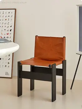 Обеденный стул из воловьей кожи в стиле Ретро, Массив дерева, Мебель для дома современного дизайна, Стул для гостиной, Передвижной Стол для спальни, Табурет