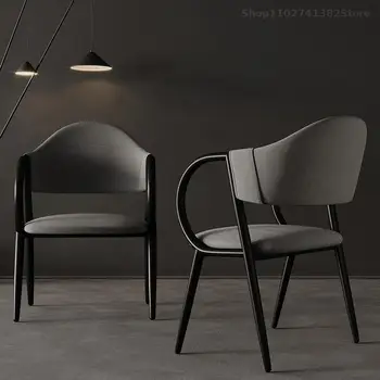 Обеденный стул с черными Металлическими Ножками Современный Подлокотник Кожаный Итальянский Обеденный стул Удобная Низкая Спинка Cadeira Nordic Furniture GXR41XP