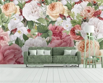Обои на заказ, простая ручная роспись акварелью, модные розы, диван, ТВ, фон, стена, гостиная, спальня, 3D обои