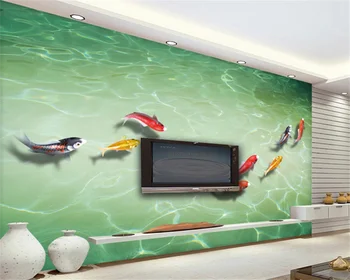 Обои на заказ, современный минималистичный рисунок с девятью рыбками, ручная роспись рыбы, фон для телевизора в гостиной, украшение стен, настенная роспись