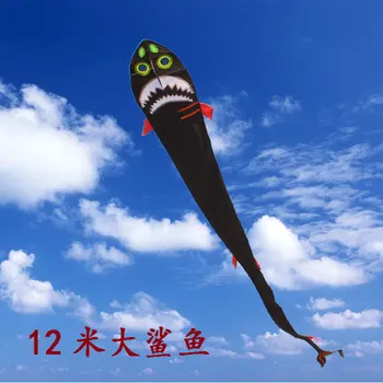 Одиночная русалка волант черный летающий красивый большой воздушный змей для продажи Weifang kite 12m отлично подходит для ловли акул животных дельфинов рыб