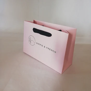 Оптовые продажи 1000 шт./лот сумки с логотипом на заказ розовая картонная хозяйственная сумка с принтом матовый бумажный пакет косметические украшения упаковка одежды