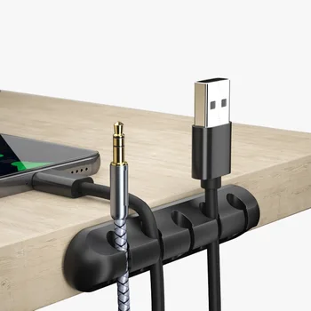Органайзер для кабелей и коробка с магнитной вилкой, Силиконовая намотка USB-кабеля, Гибкие зажимы для управления кабелем для мыши, держатель наушников