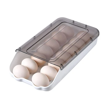 Органайзер для хранения яиц, Автоматическая организация хранения холодильника на колесиках, Прозрачные противоскользящие Штабелируемые гаджеты для домашней кухни