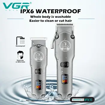 Оригинальный аккумуляторный комбинированный комплект VGR Триммер для волос для мужчин, электрическая машинка для стрижки бороды, перезаряжаемая машинка для стрижки волос