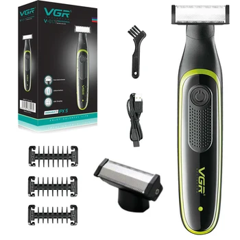Оригинальный набор для красоты VGR, триммер для бороды, бритва для тела, перезаряжаемая электрическая водонепроницаемая мужская бритва с одним лезвием