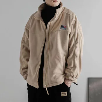 Осенне-зимняя утепленная куртка из овечьей шерсти, мужское уличное повседневное флисовое пальто Оверсайз