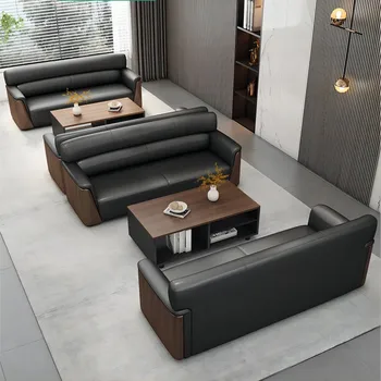 Офисный офисный диван простой современный деловой диван для приема гостей, журнальный столик, диван для совещаний в комнате менеджера на трех человек