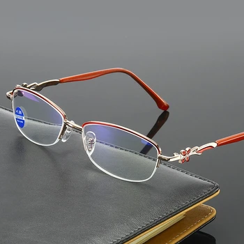 Очки для чтения, женские очки для дальнозоркости, блокирующие синий свет, женские винтажные очки для дальнозоркости в сверхлегкой овальной оправе 0 ~ + 4,0
