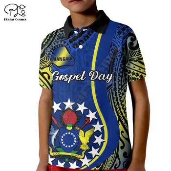Персонализированная детская рубашка поло с островов Кука, Версия Mangaia Gospel Day Blue, Рубашки поло с 3D-принтом, Летние футболки и топы