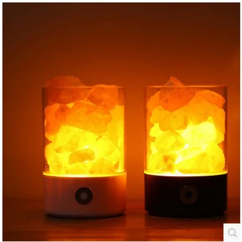 Персонализированный подарок из гималайского кристалла соли, прикроватная лампа, семицветный атмосферный USB-ночник