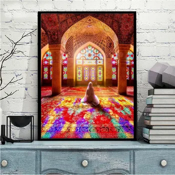 Плакаты с исламской мечетью и принтом, настенное искусство, картина на холсте, украшение стен, фотографии мусульманских паломников для гостиной, стены без рамок