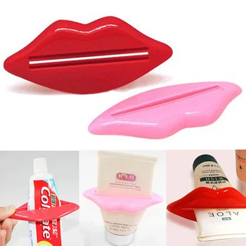 Пластиковый держатель для дозатора зубной пасты, забавные губы, соковыжималка с трубочкой, принадлежности для зубной пасты, аксессуары для ванной комнаты, разные цвета