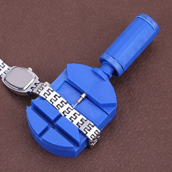 Пластиковый инструмент для удаления звеньев часов со сменными штифтами Синий ремешок для часов Съемник штифтов для цепочки Регулируемый портативный для ремонта часов
