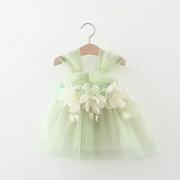 Платье для девочек 2023, новое модное детское летнее сетчатое платье на подтяжках, платье принцессы с цветочным узором для девочек