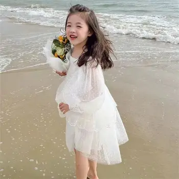 Платье принцессы для девочек на день рождения, весна и осень, новая корейская версия, детское платье из пушистой пряжи Foreigner Baby