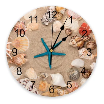 Пляжные Песочные часы в виде ракушки морской звезды Настенный декор для дома Современная кухня Спальня Декор для гостиной Настенные часы