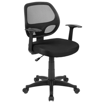 Поворотный Эргономичный офисный стул со средней спинкой и Т-образными подлокотниками, Компьютерный стул для офиса