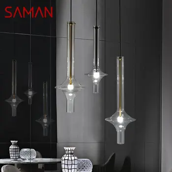Подвесной светильник SAMAN Nordic Современный стеклянный дизайн, простые Креативные подвесные светодиодные светильники для дома, спальни