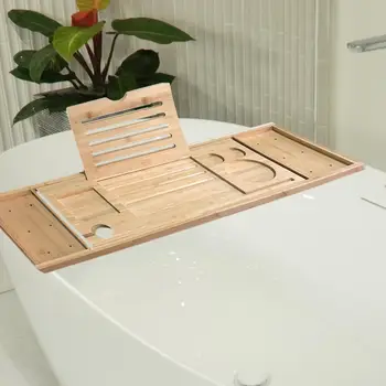 Поддон для ванны с дополнительным отверстием, который можно выдвигать для аксессуаров для ванной комнаты дома и отеля