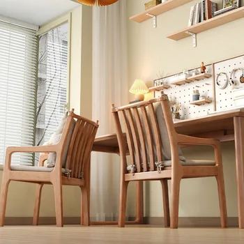 Подлокотник Стулья в скандинавском стиле Спинка Современные стулья из минималистского дерева Эргономичные шезлонги для столовой Кухонная мебель