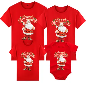 Подходящая для семьи одежда для мамы и меня, Рождественская футболка с принтом Санты для взрослых, Детский комбинезон, одежда для мамы, отца, дочери и сына