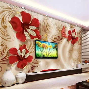 Пользовательские обои 3d фреска Европейский дворцовый стиль золотые украшения цветок ТВ фон обои домашний декор behang 3d обои