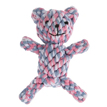 Популярная игрушка с жевательным узлом Медведь, Крепкий Щенок, игра в перетягивание каната для домашних животных, Хлопковая веревка