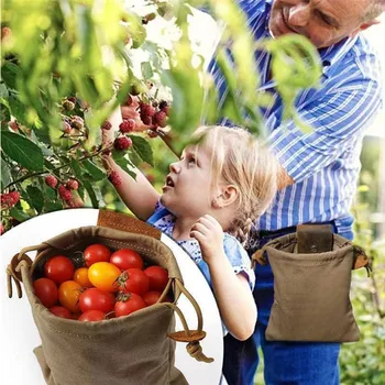 Портативная сумка для сбора продуктов на открытом воздухе Сумка для сбора фруктов Складная Кожаная сумка для хранения ягод Bushcraft Canvas для пеших прогулок и кемпинга