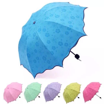 Портативный мини-зонт для встречи с водой, цветущий Солнечный зонтик, защита от ультрафиолета, однотонный зонт от солнца, Ветрозащитный дорожный зонтик