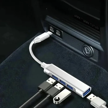 Портативный мини-концентратор USB Type-C из алюминиевого сплава с портом 4 в 1, станция-адаптер USB с разветвителем для портативного ПК