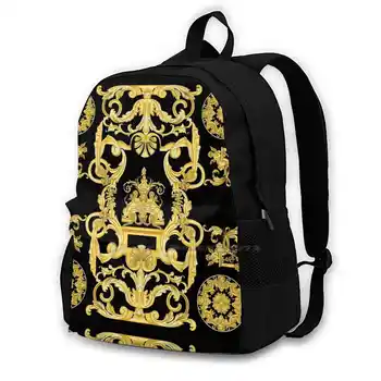 Принты в стиле барокко, греческий орнамент Goldenmeander Meandros, Винтажный модный школьный рюкзак для ноутбука, греческий орнамент Meander