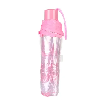 Прозрачные зонтики для защиты от ветра и дождя Cherry Sakura 3-х кратный зонтик для девочек из ПВХ Портативный Милый Бытовой дождевик