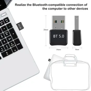 Прочный аудиоконвертер Черный адаптер Приемник Дальность передачи 10-20 метров USB Bluetooth-совместимый прием адаптера 5.0