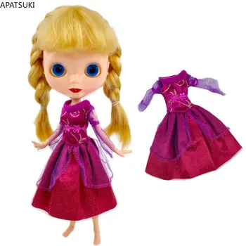 Пурпурно-красная кукольная одежда для куклы Blythe, платье принцессы для Neo Blythe, аксессуары 1/6, наряды для кукол Licca