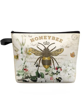 Пчелиная азалия в стиле ретро, дорожная косметичка большой емкости, Переносная сумка для хранения косметики, женский водонепроницаемый пенал