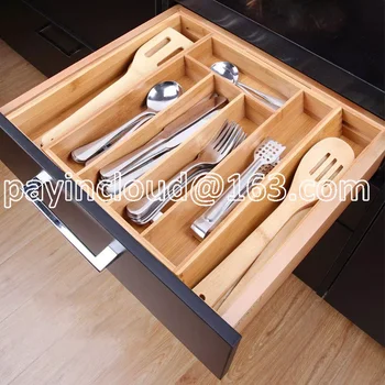 Расширяемый бамбуковый ящик для столовых приборов, Ящик для хранения 7 Секционных ящиков, Органайзер для ящика-органайзера, Кухонный ящик, Прямая поставка