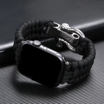 Ремешок для часов Apple Watch 7 41мм 45мм Band Series 6 SE 5 4 40мм 44мм Спортивный Плетеный браслет из Нейлоновой Веревки для iWatch 3 38мм 42мм